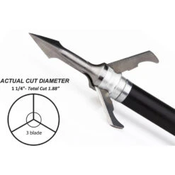 Grim Reaper Broadheads Fatal Steel Broadhead 3 Blade Mechanical 1 1/4″ Cut 125 Grain 3 Pack